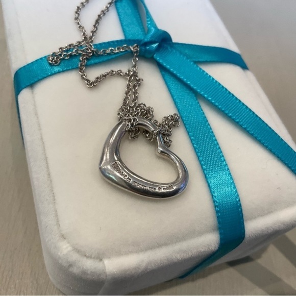 Tiffany Large Open Heart Sterling Silver Charm Tiffany Sterling Silver Chain - Picture 3 of 3